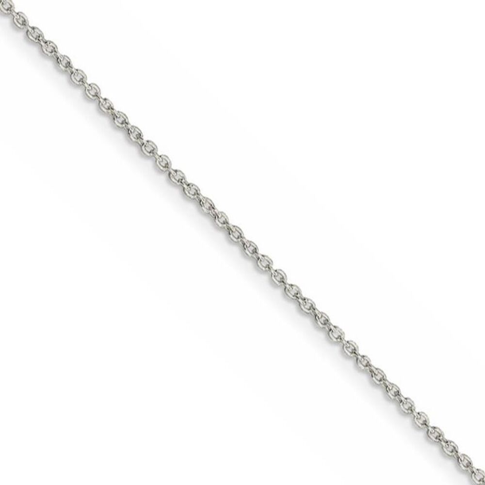 1.25mm Rhodium Plated Sterling Silver Solid Cable Chain Necklace, 26in
